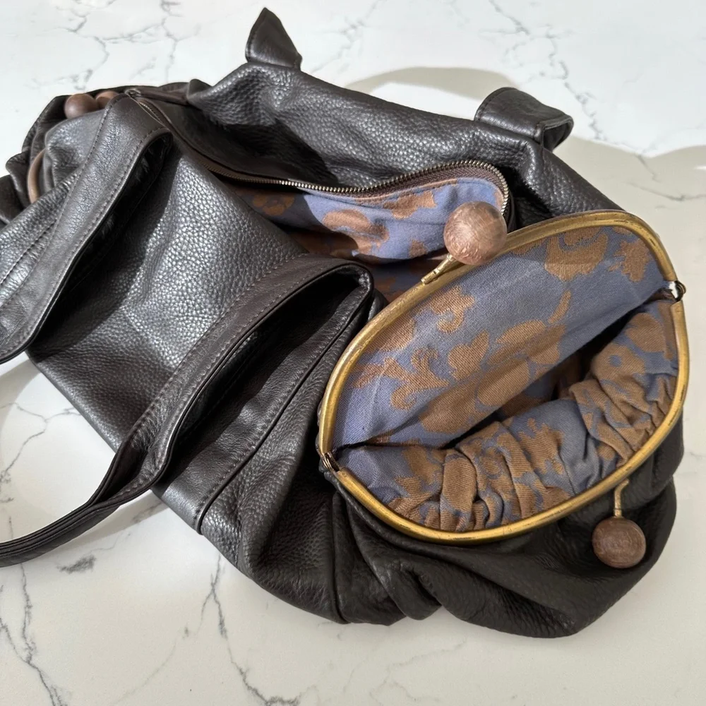 ERVA 🤎 Leather Shoulder Handbag, RARE VINTAGE 2000's HOBO 🇪🇸